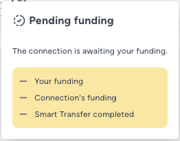 Pending Funding status tooltip as it appears in the Fireblocks console