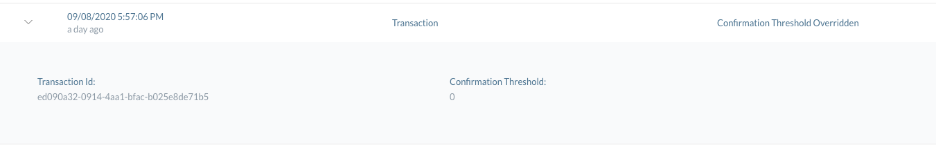 manually confirmed transaction Audit log example