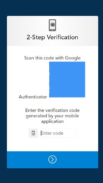 Fireblocks mobile two-factor authentication setup screen