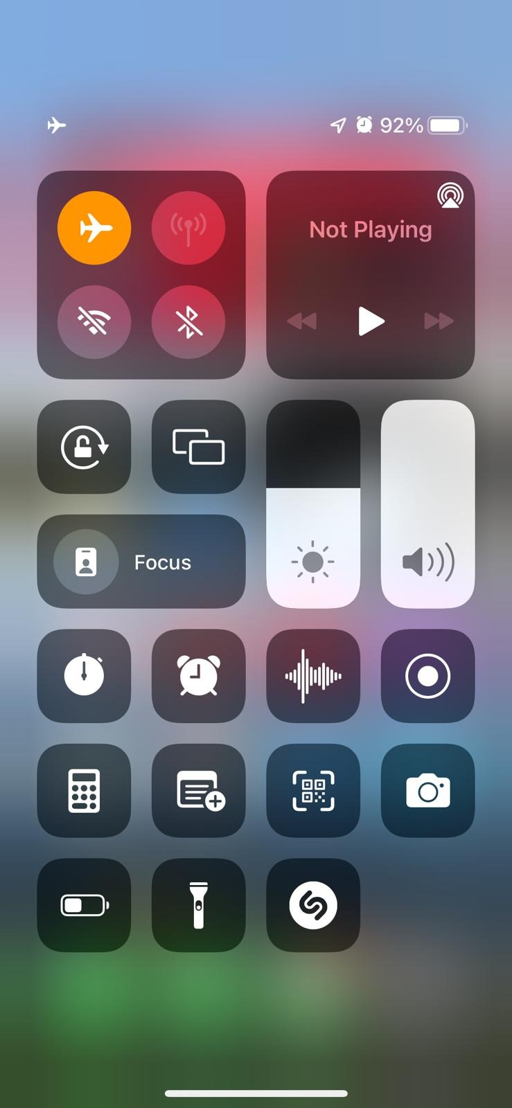 iPhone control center correct settings