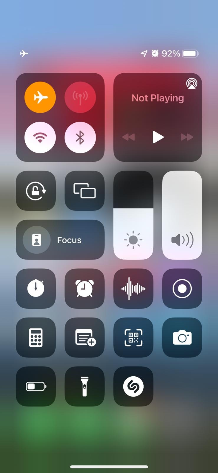 iPhone control center incorrect settings