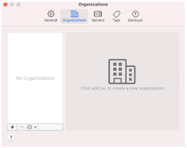 Configurator Organizations management screen