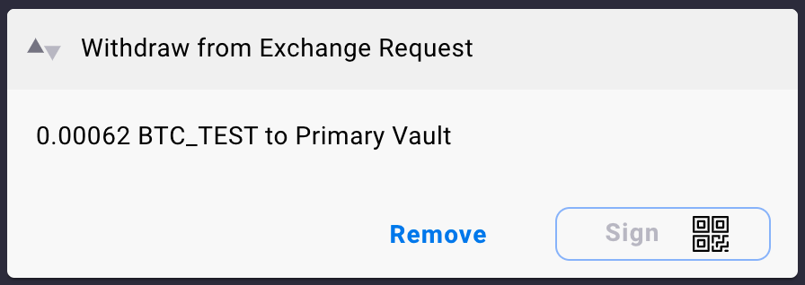 Sign transaction dialog confirmation window