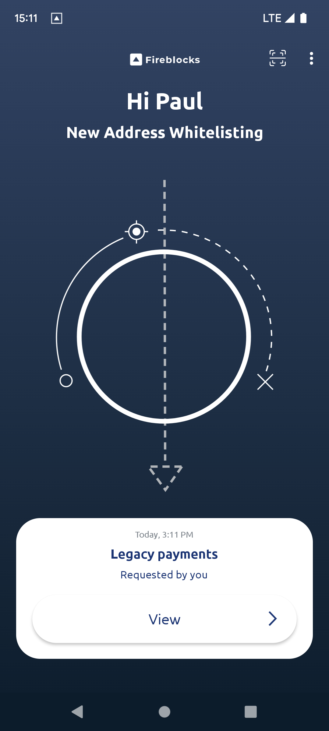 New address whitelisting mobile approval request screen