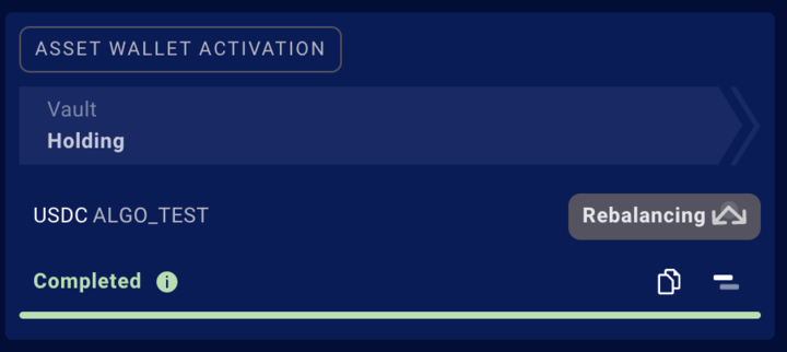 Asset wallet activation transaction card