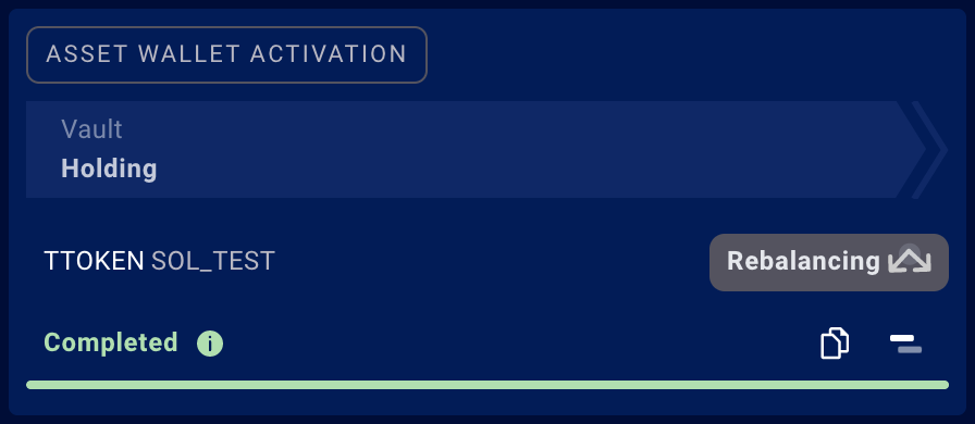 Asset wallet activation transaction card